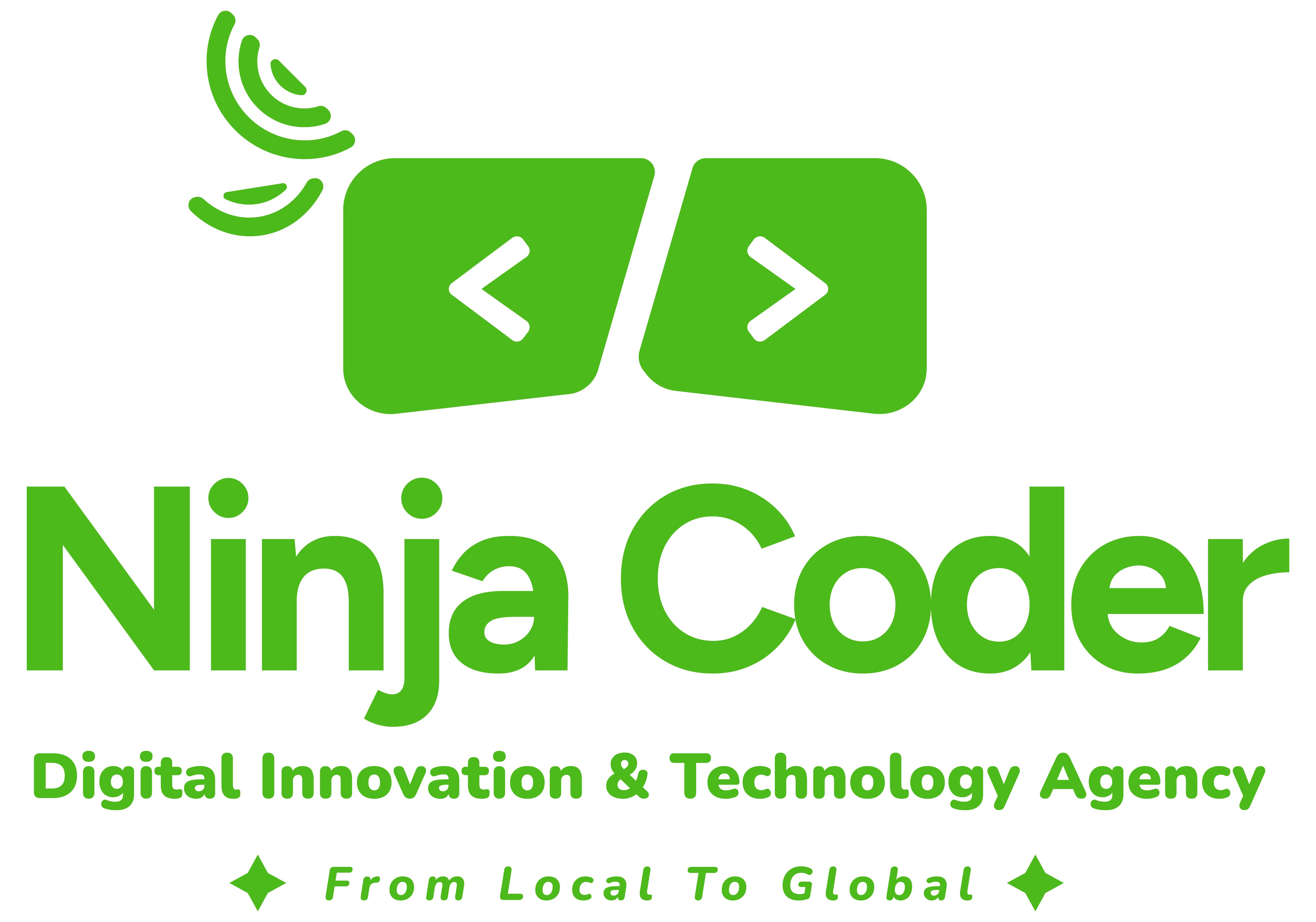 Hero ilustrasi Ninja Coder: agency pengembangan digital global